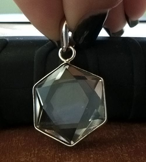 Estrella Hexágono de cristal de cuarzo y Plata de Ley