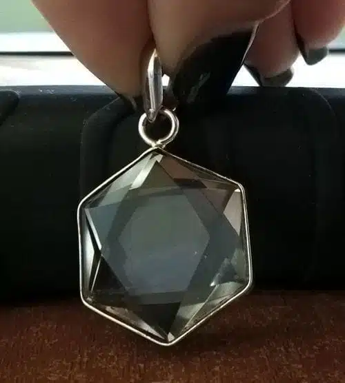 Estrella Hexágono de cristal de cuarzo y Plata de Ley