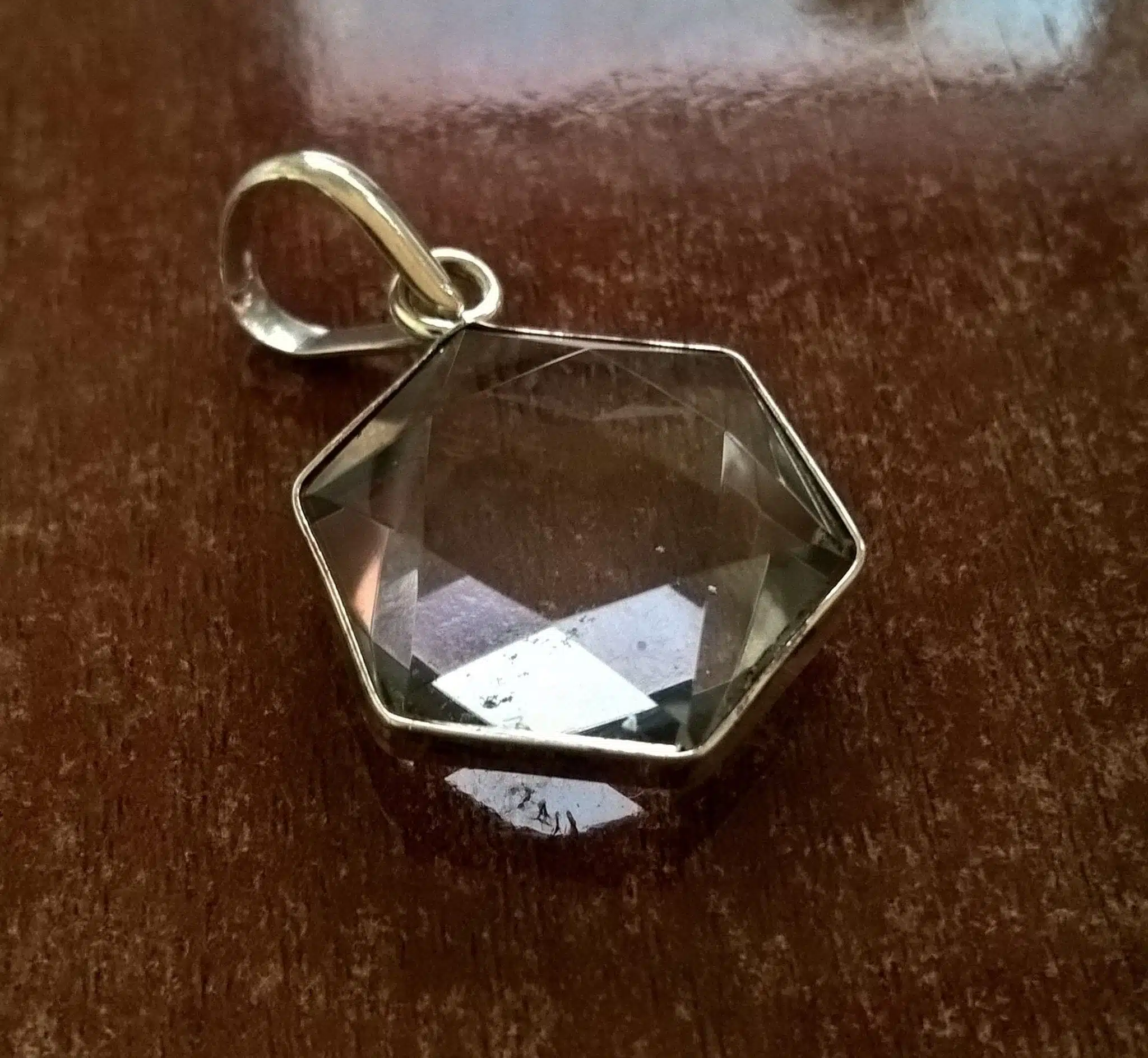 Estrella Hexágono de cristal de cuarzo y Plata de Ley - Imagen 2