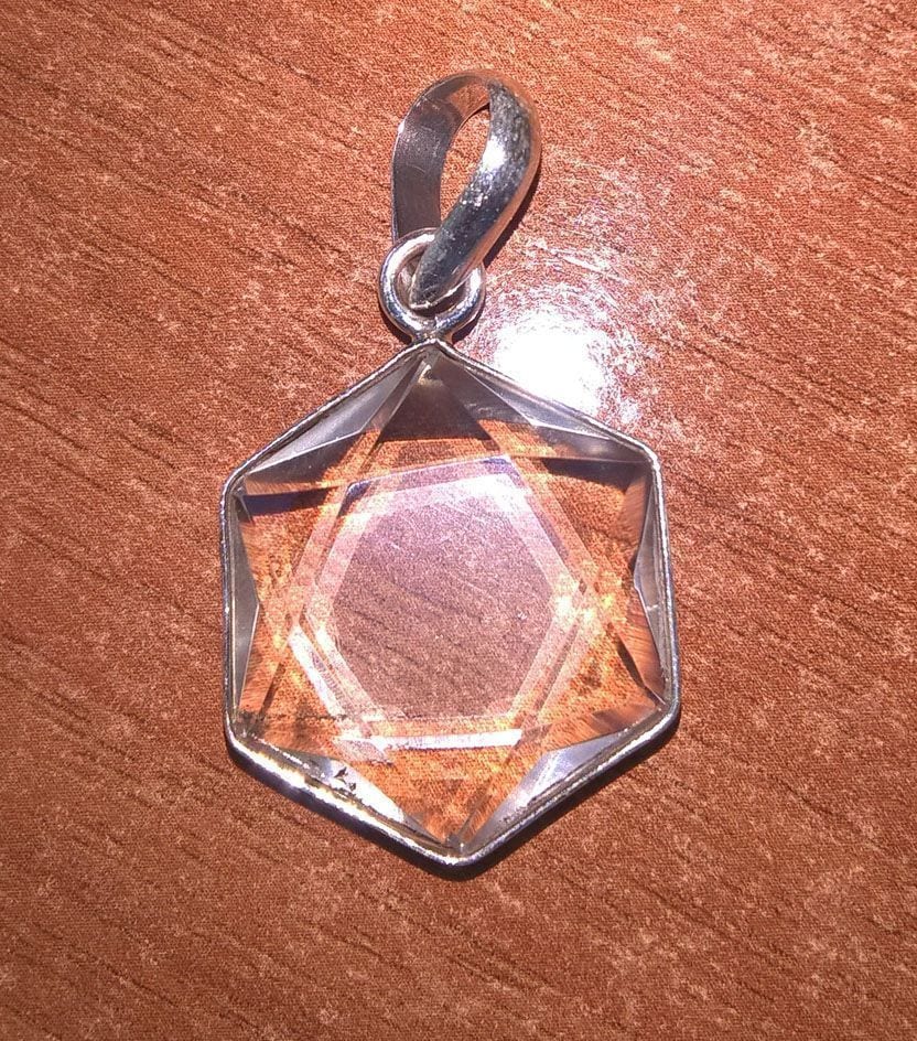 Estrella Hexágono de cristal de cuarzo y Plata de Ley - Imagen 3