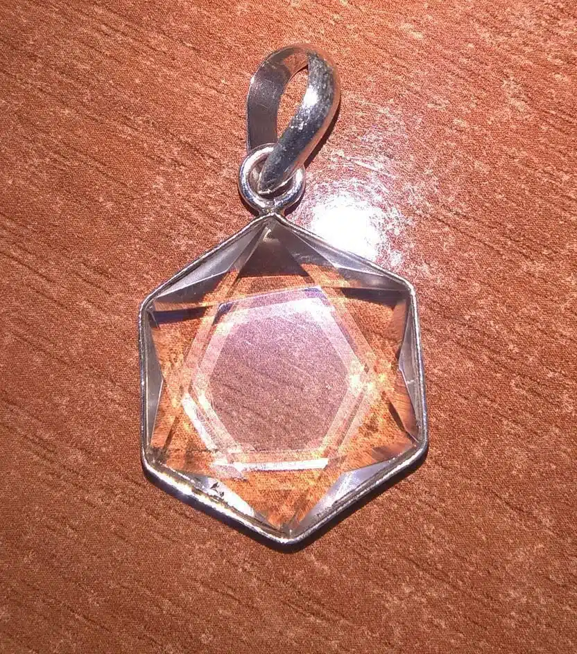 Estrella Hexágono de cristal de cuarzo y Plata de Ley - Imagen 3