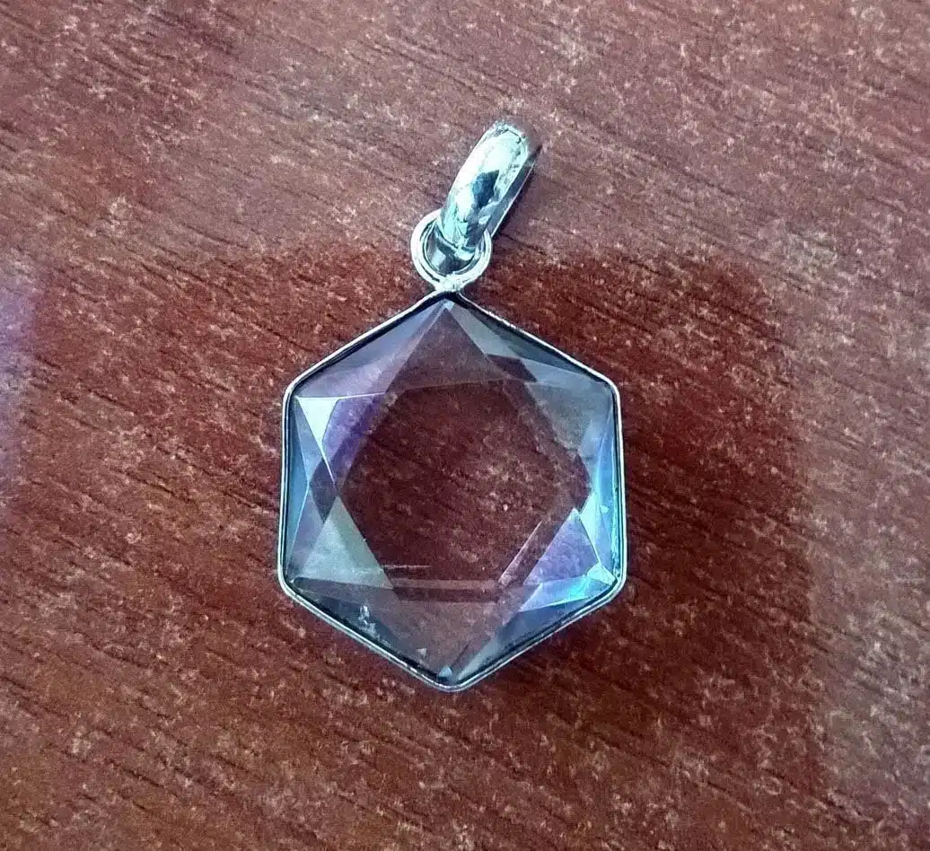 Estrella Hexágono de cristal de cuarzo y Plata de Ley - Imagen 4