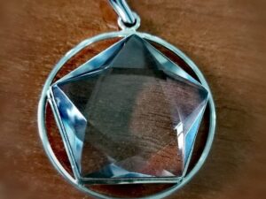 Estrella Pentágono de cristal de cuarzo y Plata de Ley