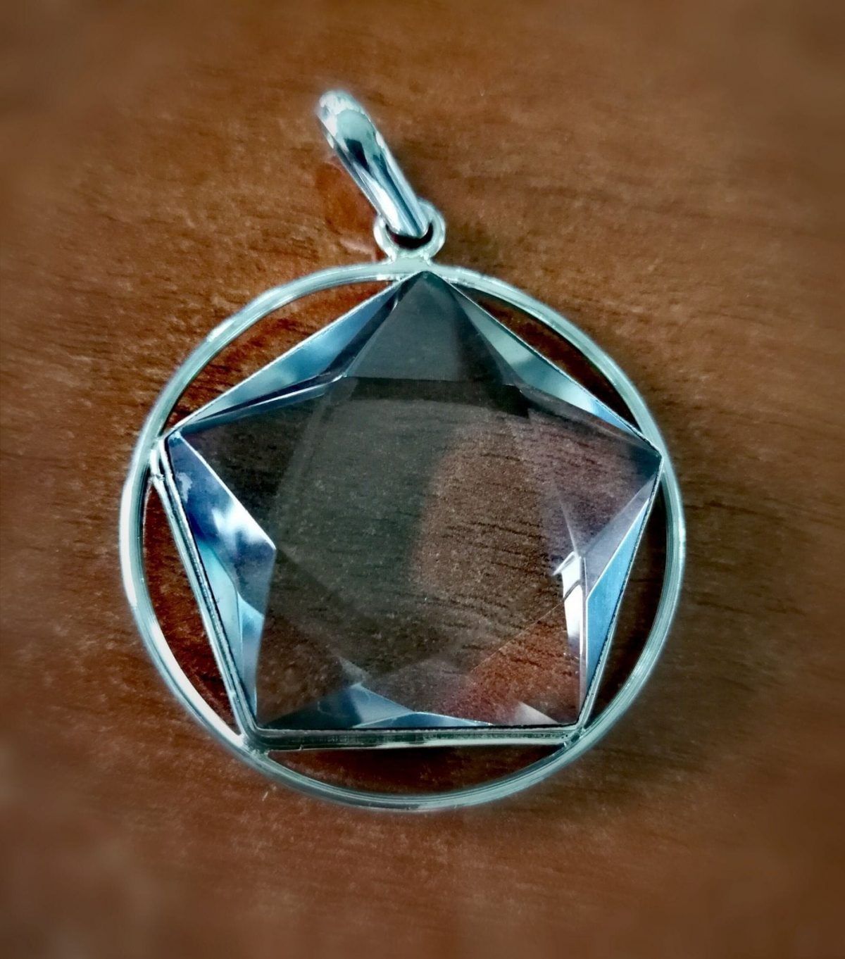 Estrella Pentágono de cristal de cuarzo y Plata de Ley