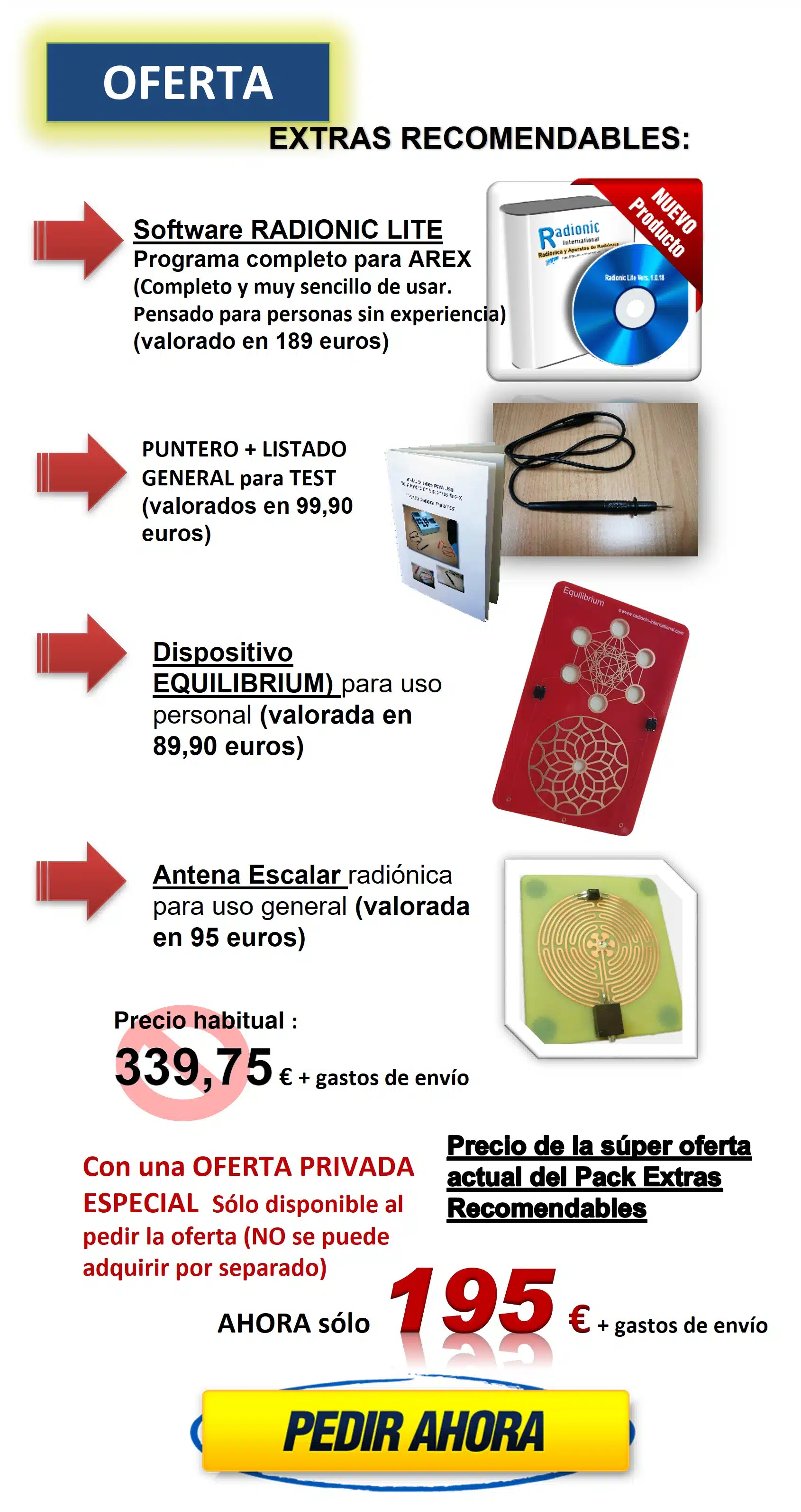 Accesorios opcionales para equipo ARE X3 Pro. Precio especial. (Muy recomendables)